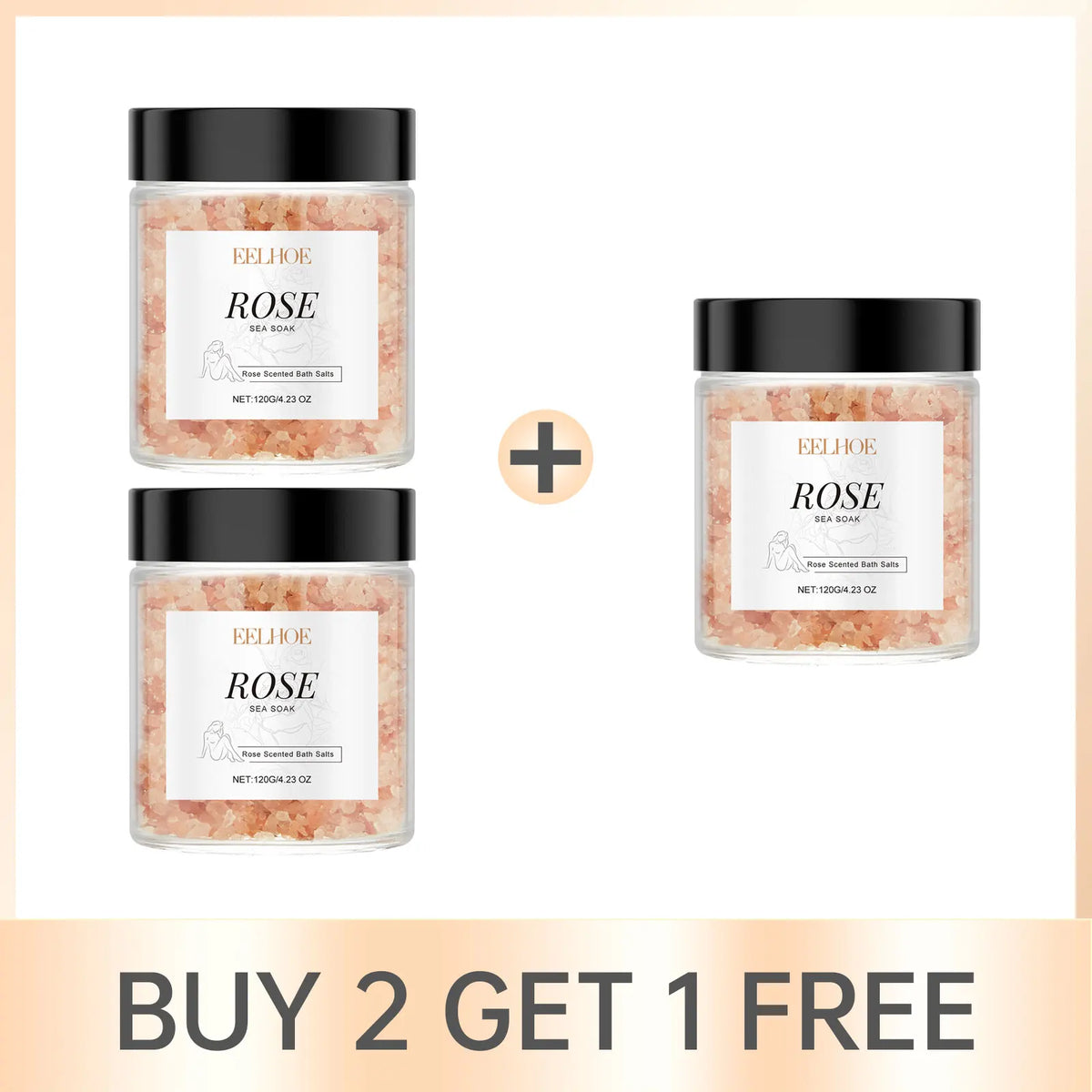 EELHOE Rose Bath Salts – Exfoliating, Pore-Minimizing, Stress Relief