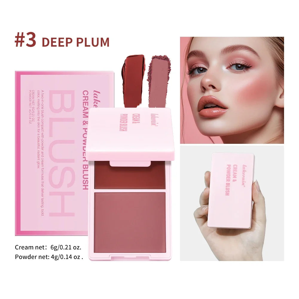 Lakerain 2-in-1 Cream & Powder Blush – High Pigment, Long-Lasting