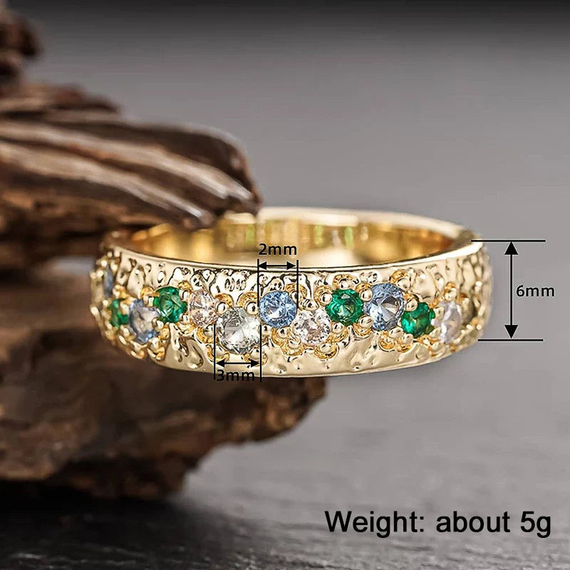 Huitan Women's Colorful Cubic Zirconia Wedding Band Ring