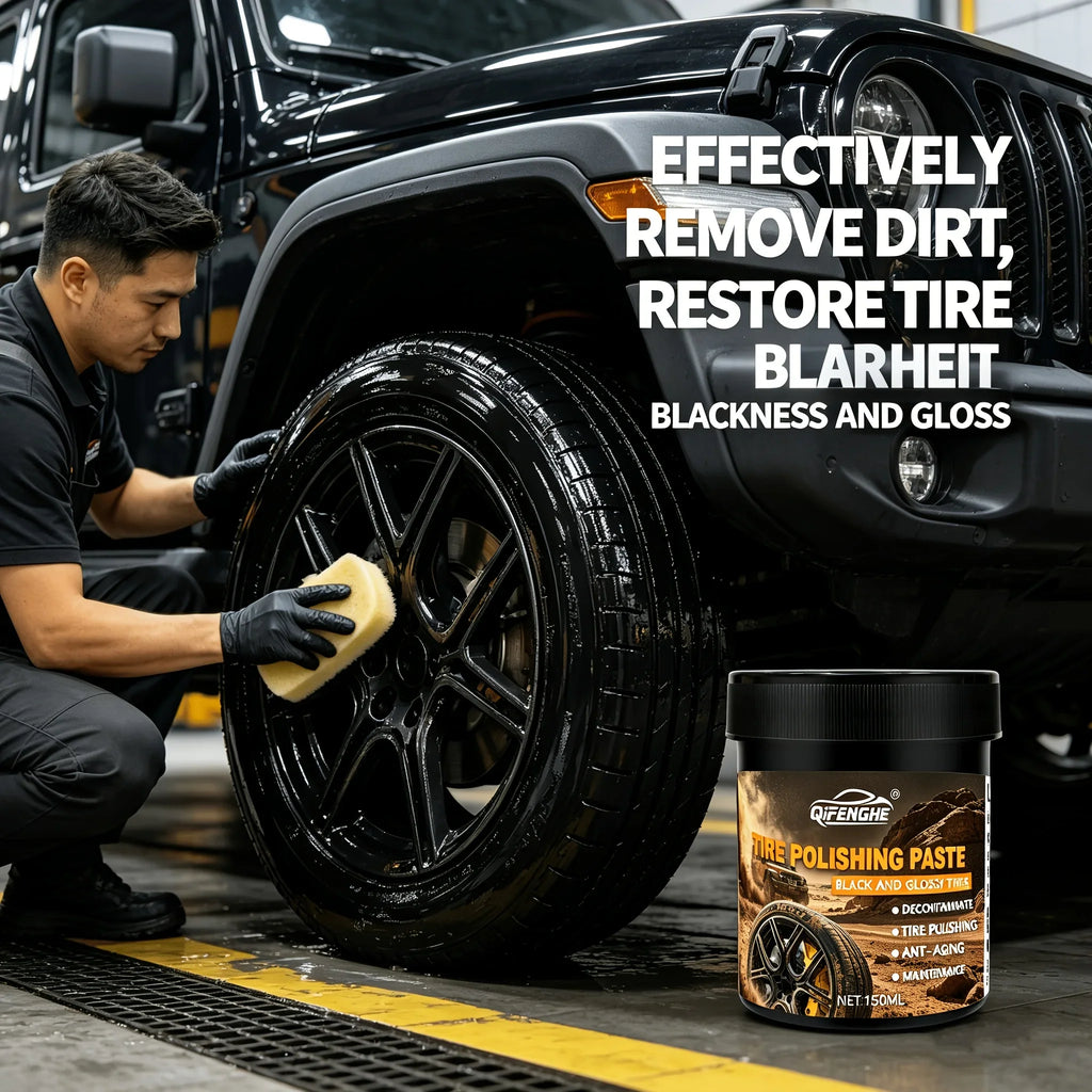 High Gloss Black Tire Shine Polish Paste Kit with Applicator Pad