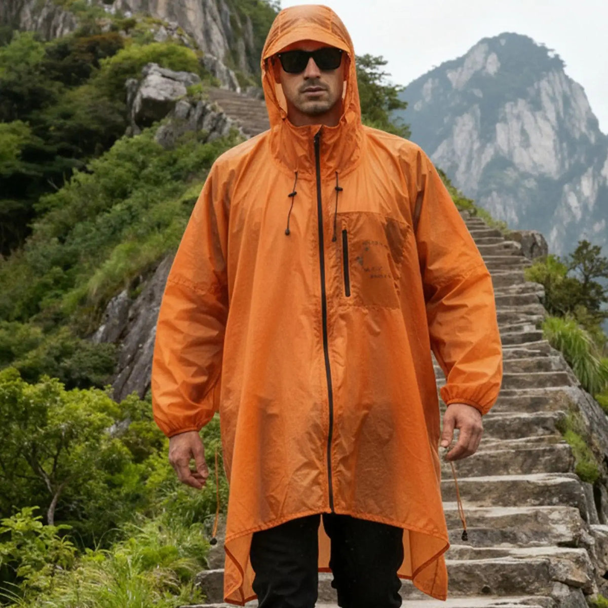 Adult Rain Poncho Hooded Full-Body Waterproof Raincoat