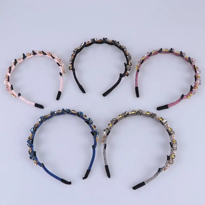 Korean Crystal Rhinestone Headband – Luxury Non-Slip Hair Hoop