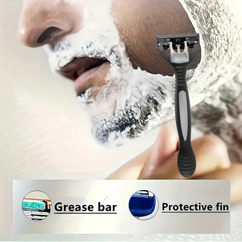3-Blade Manual Safety Razor for Men & Women | Replaceable Head