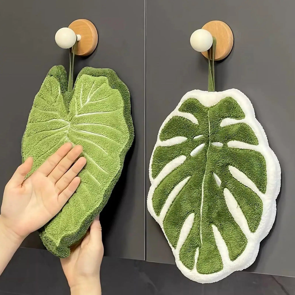 Leaf Print Absorbent Hand Towels – Kitchen & Bathroom