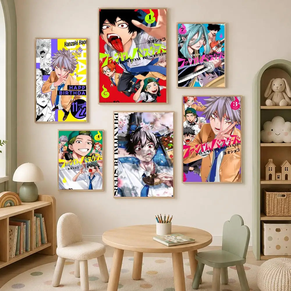 Manga Phantom Busters Self-Stick HD Wall Art Poster | Waterproof