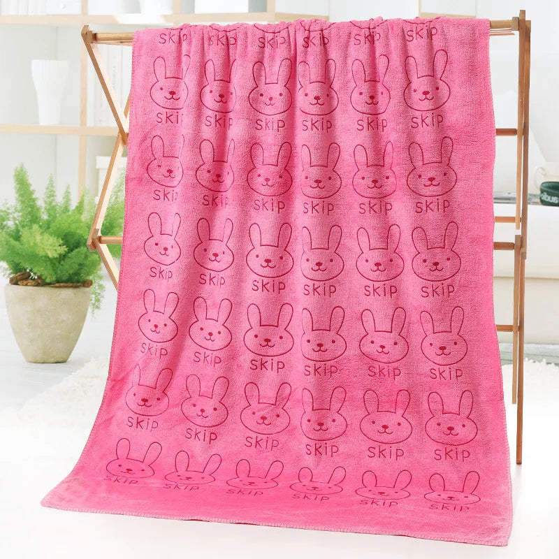 Cute Rabbit Kids Microfiber Bath Towel | Soft Quick Dry 50x100cm