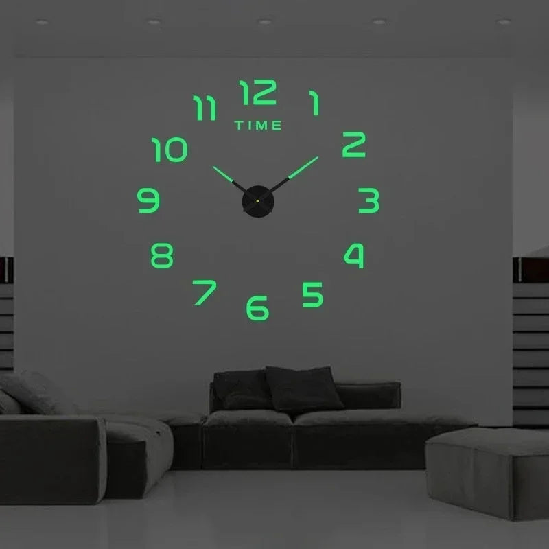 Acrylic Mirror Wall Clock – Floral DIY Home Décor, 40cm