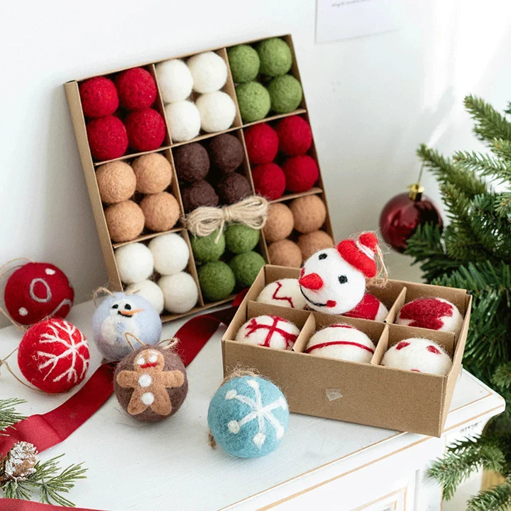 Wool Felt Ball Christmas Tree Ornaments | Colorful Set