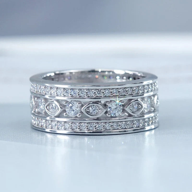 Huitan Crystal CZ Ring for Women – Wedding & Engagement Band