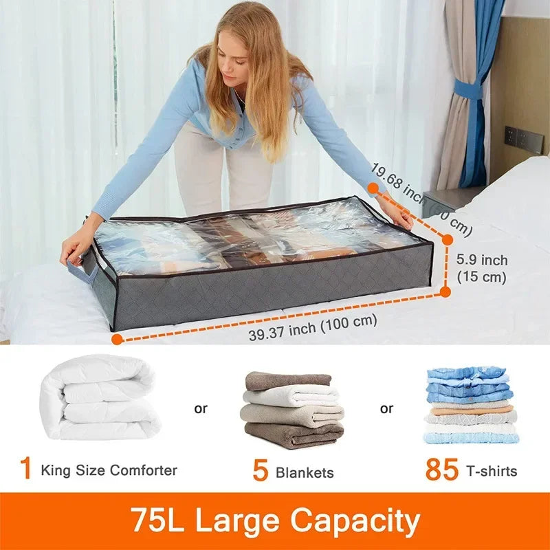 Under Bed Storage Bag Portable Foldable Quilt Bags Wardrobe Clothes