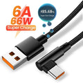 66W USB-C 90° Fast Charging Nylon Braided Cable 1M/2M