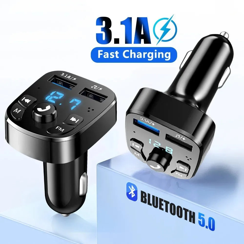 Bluetooth 5.0 FM Transmitter Car Charger | Dual USB Fast Charge