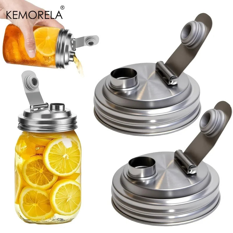 Mason Jar Stainless Steel Pour Spout Lid | 86mm Wide Mouth
