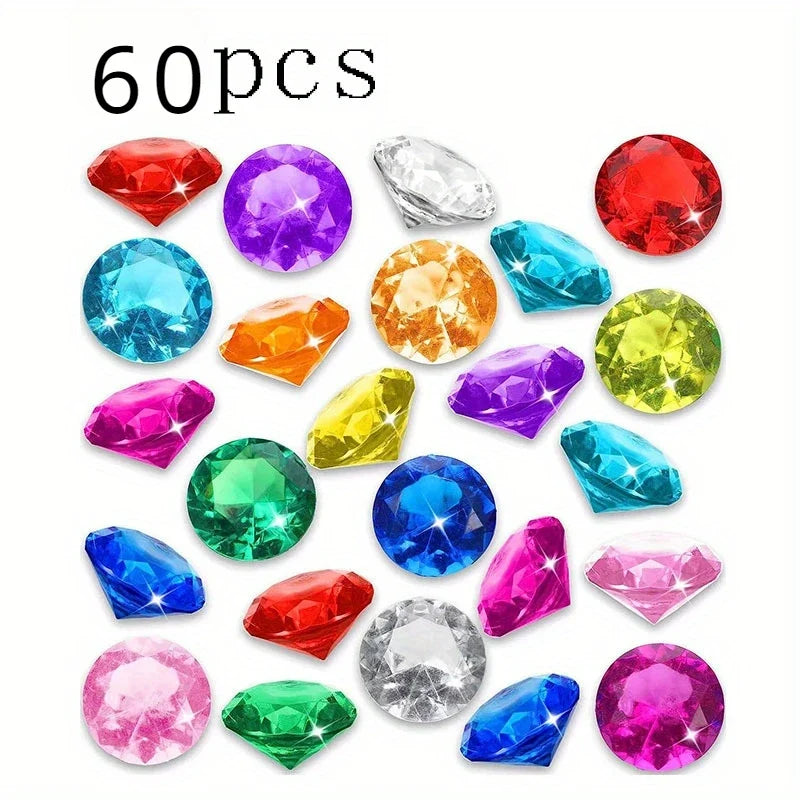 60pcs Large Acrylic Diving Gems Pool Toys – Treasure Hunt