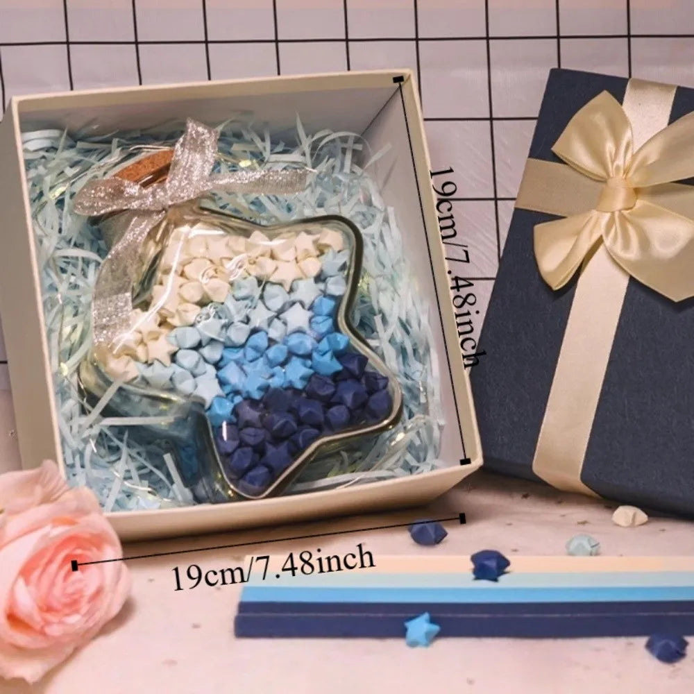 DIY Origami Lucky Star Bottle Gift Box Set – Gradient Blue