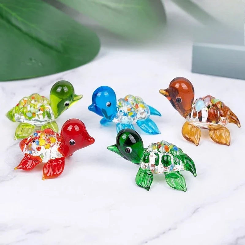 Cute Glass Turtle Miniature Figurine Japan Cartoon Sea Animal