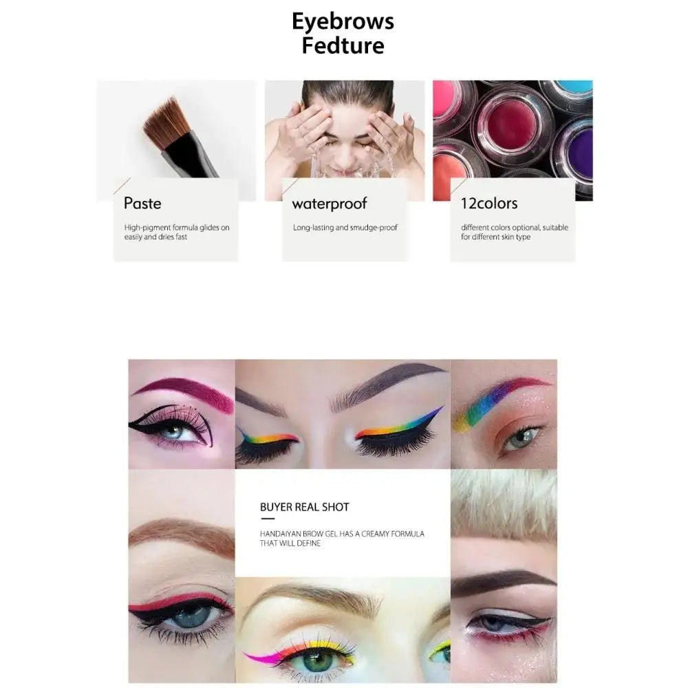 HANDAIYAN Waterproof Eyebrow Gel Cream – 12 Shades, Long Lasting