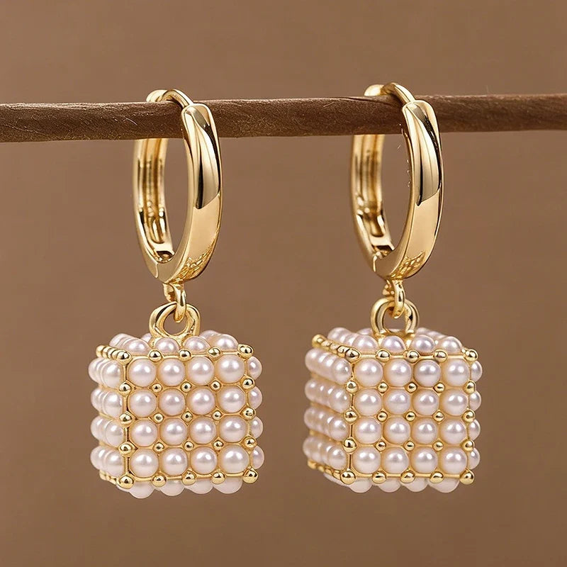 Huitan Imitation Pearl Drop Earrings – Elegant Women's Fashion