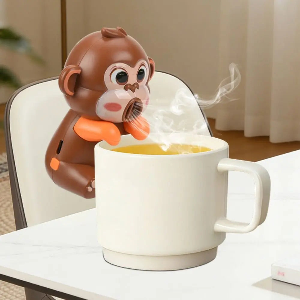 3-Speed Monkey Cup Fan – USB-C Rechargeable Cartoon Desk Fan