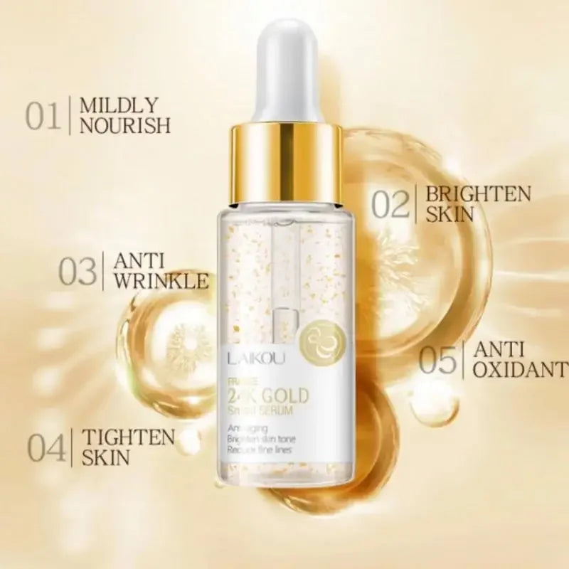 LAIKOU 24K Gold Snail Serum – Hydrating & Brightening Face Essence