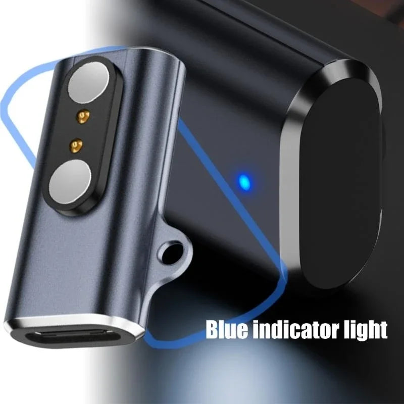 USB-C to 2-Pin 2.8mm Smartwatch Charging Adapter with LED