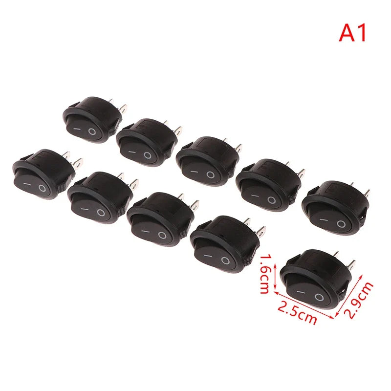 KCD1 KCD7 Oval Rocker Switch 2-Pin ON-OFF – 10 Pack