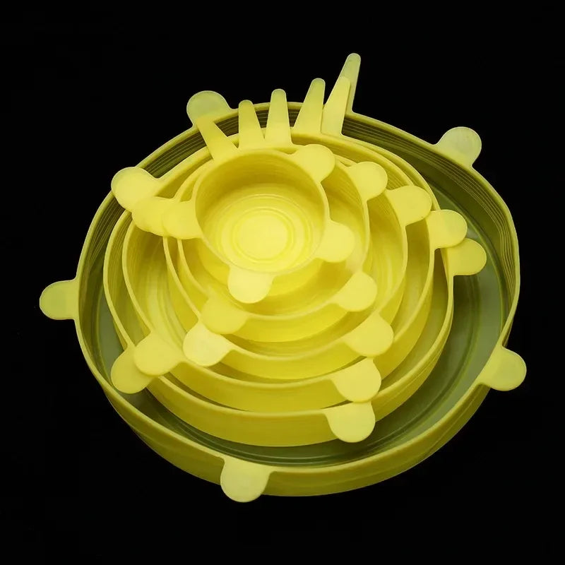 Adjustable Silicone Food Storage Stretch Caps – 6-Piece Set