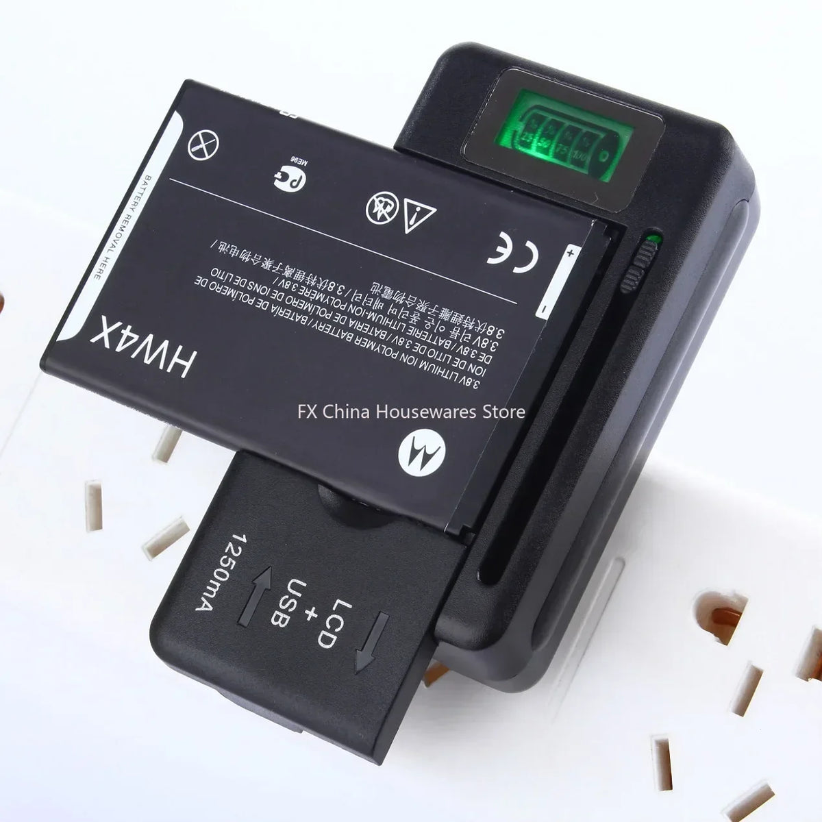 Universal LCD Battery Charger with USB Port | 32–55mm