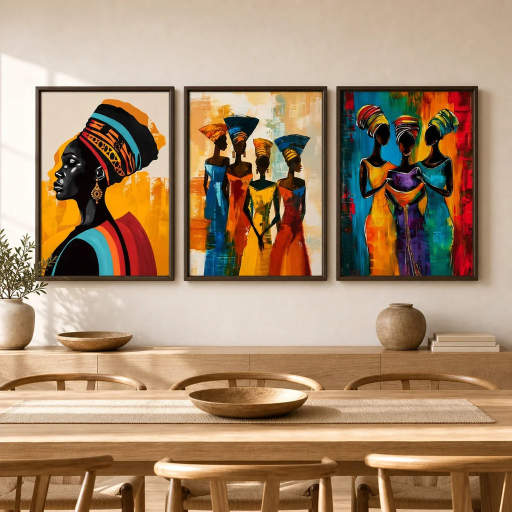 African Tribal Female Portrait Canvas Wall Art | Abstract Decor