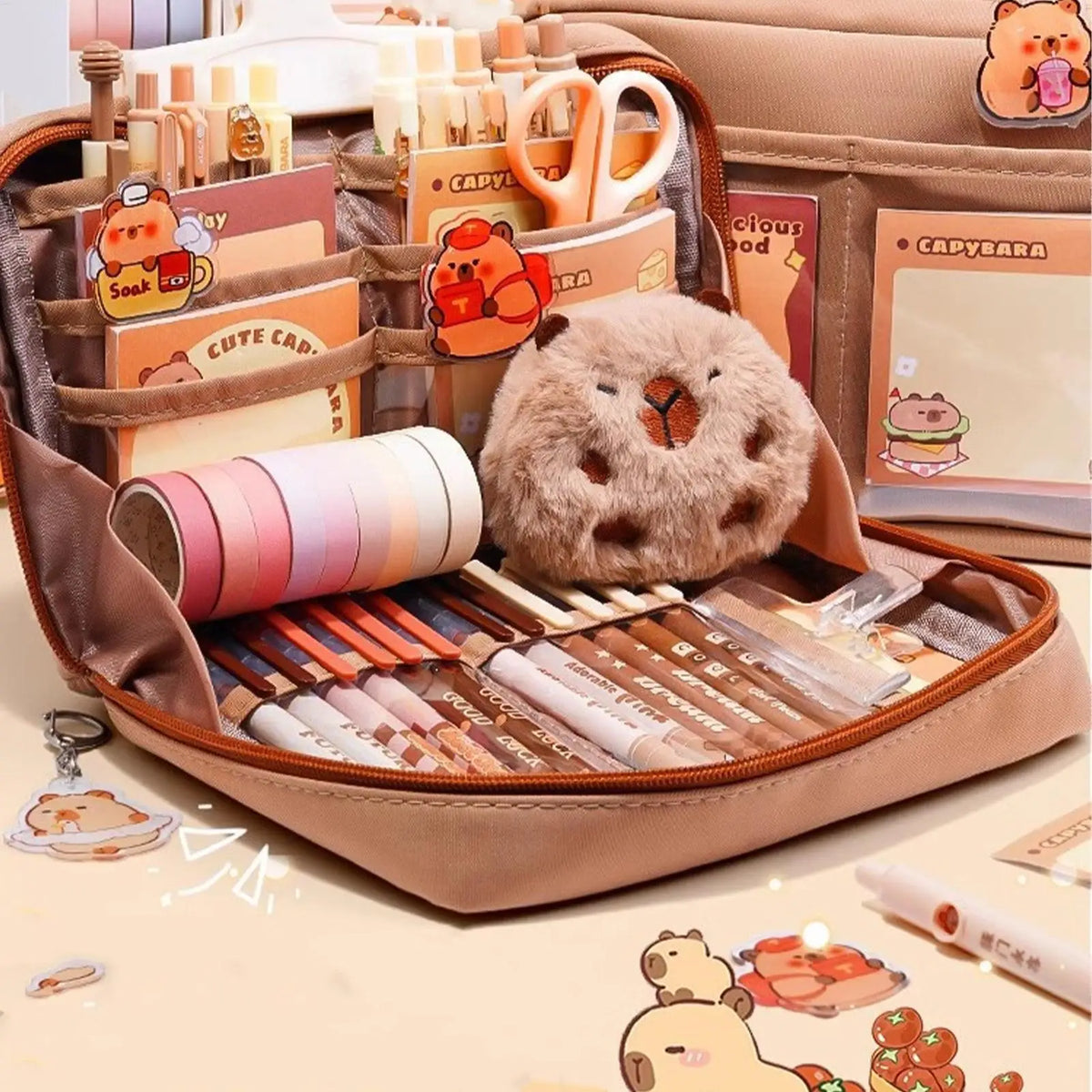 Capybara Stationery Portable Stationary Bag Cute Pencil Case Pens