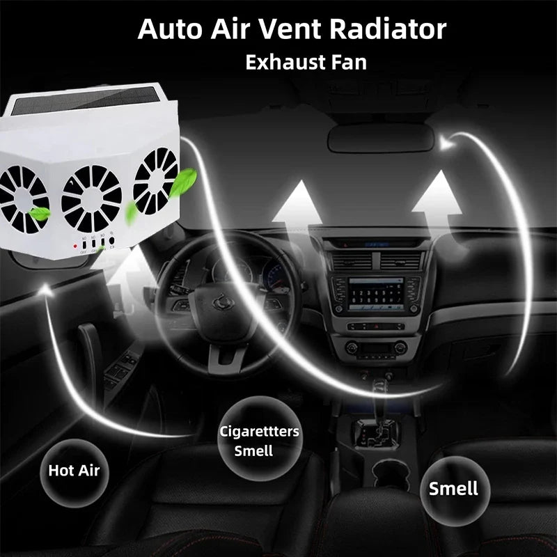 Solar Powered Car Window Exhaust Fan | Auto Ventilation Cooler