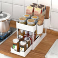 Pull Out Storage Rack 2 Tier Black White Under Sink Organizer