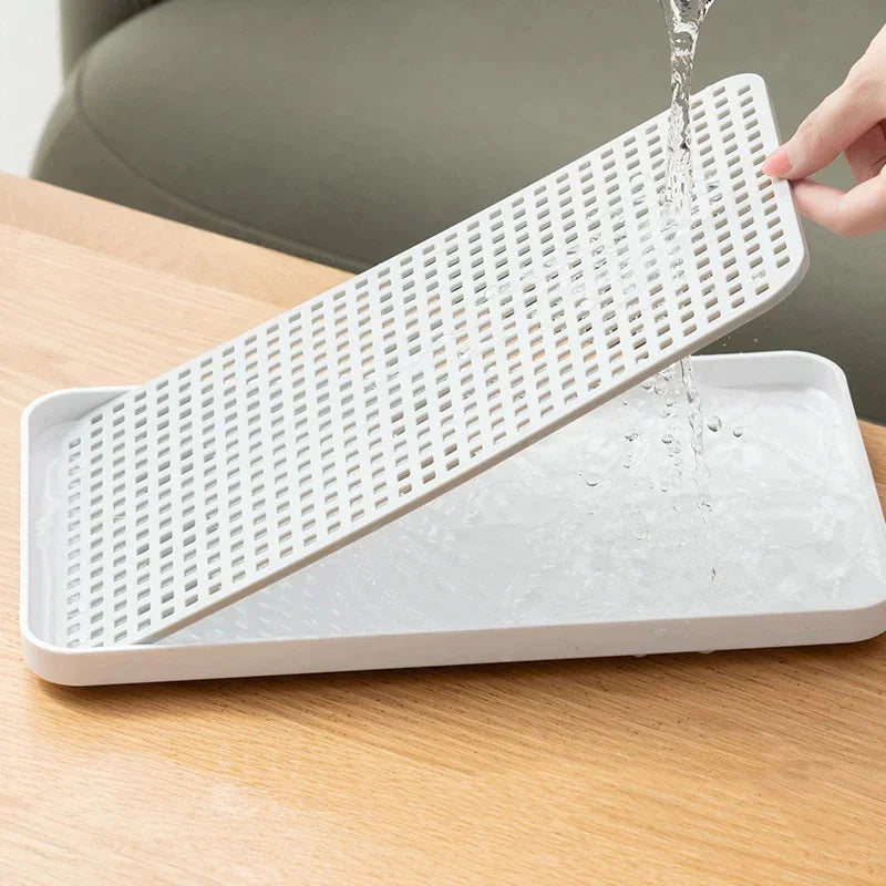Rectangular Kitchen Drain Tray – Bowl, Fruit & Cup Organizer