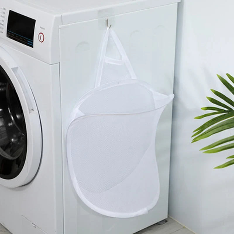 Wall-Mounted Foldable Laundry Basket – Breathable Mesh Hamper