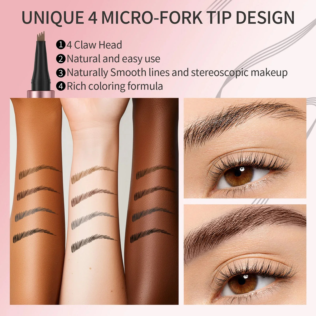 QIC Waterproof Microblading Eyebrow Pen | 4-Tip, 6 Colors