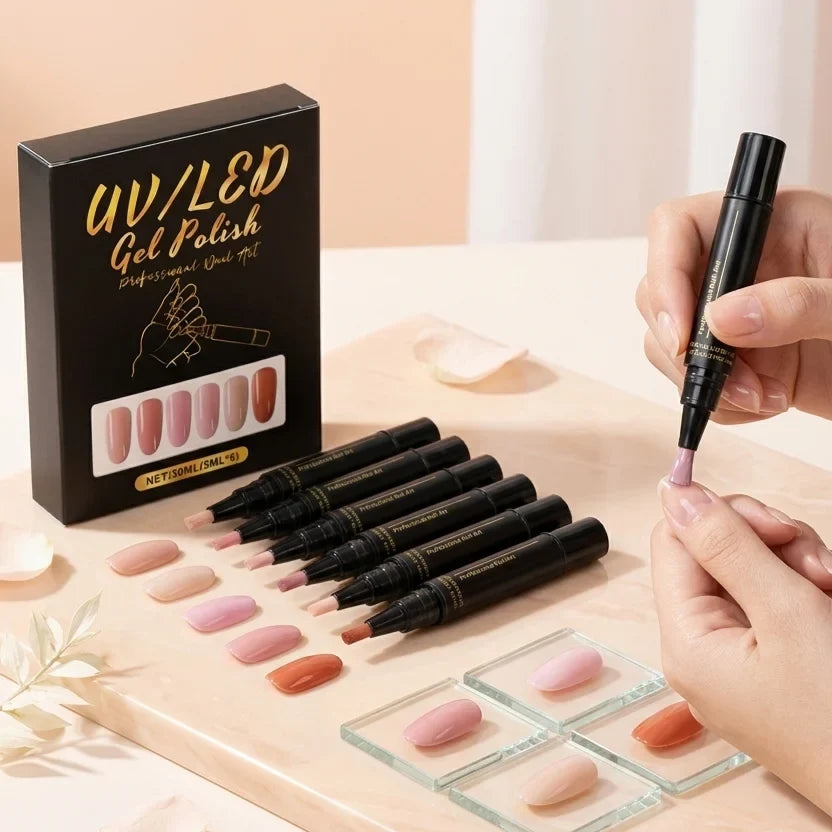 6-Color Nail Art Pen Kit – High Pigment, Quick Dry & Waterproof