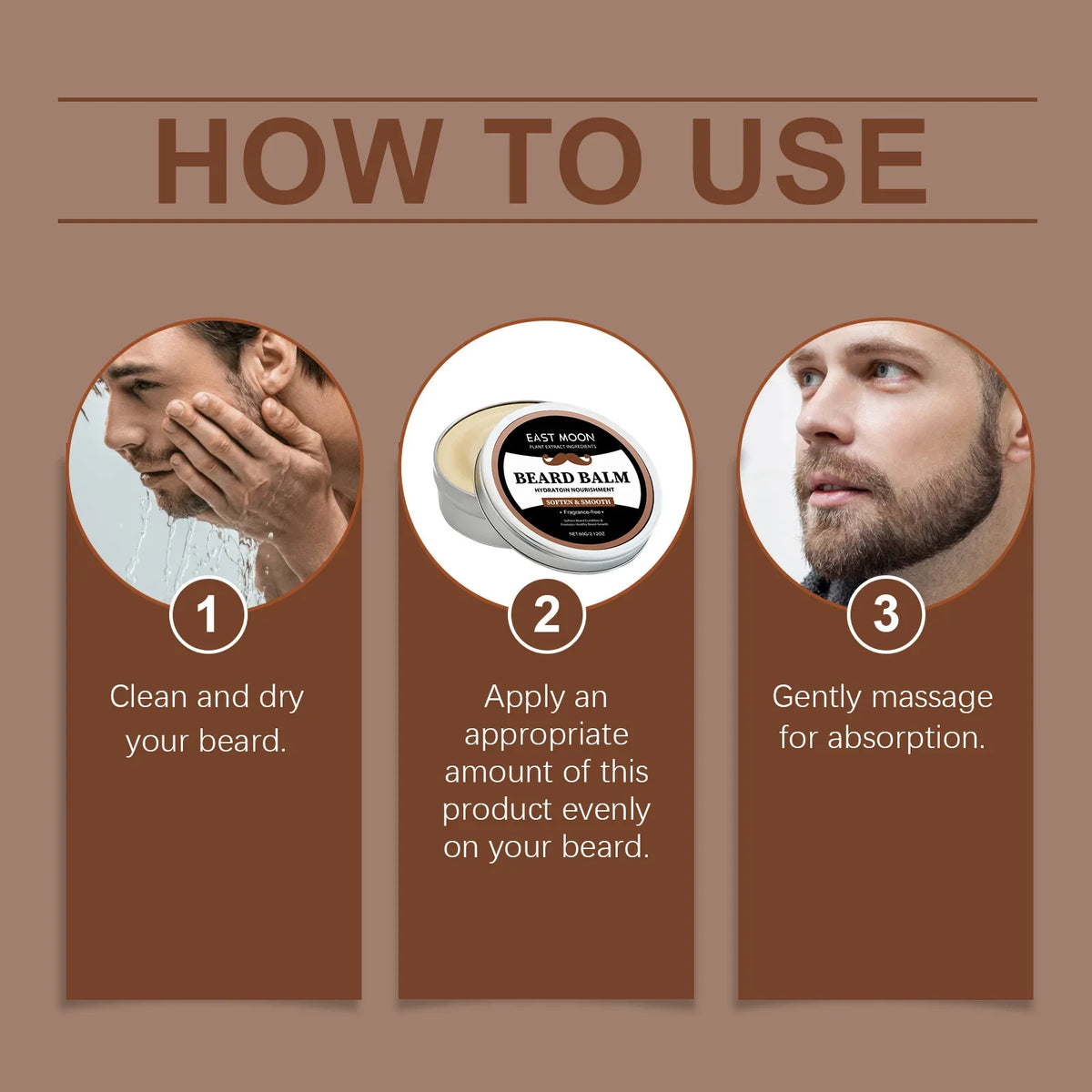 East Moon Coconut Oil Beard Balm – Moisturizing Wax & Softener