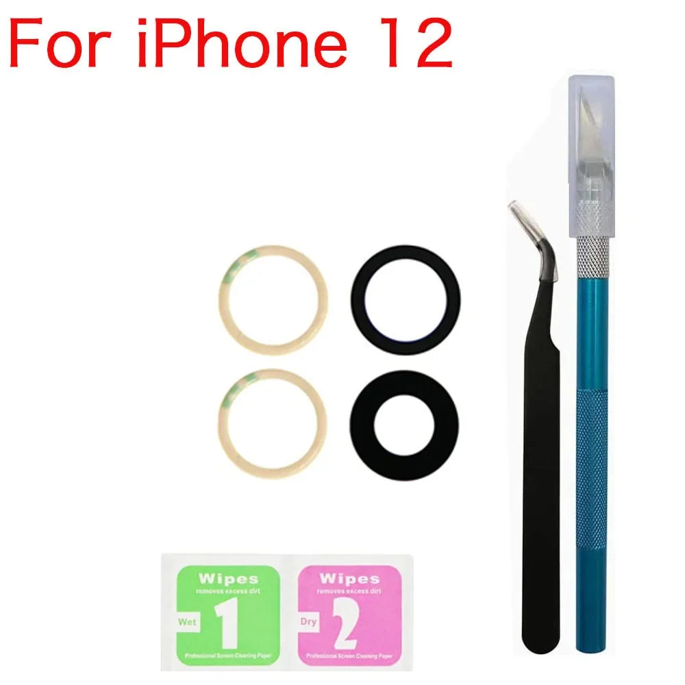 iPhone 11–14 Rear Camera Glass Lens Replacement Kit + Tools