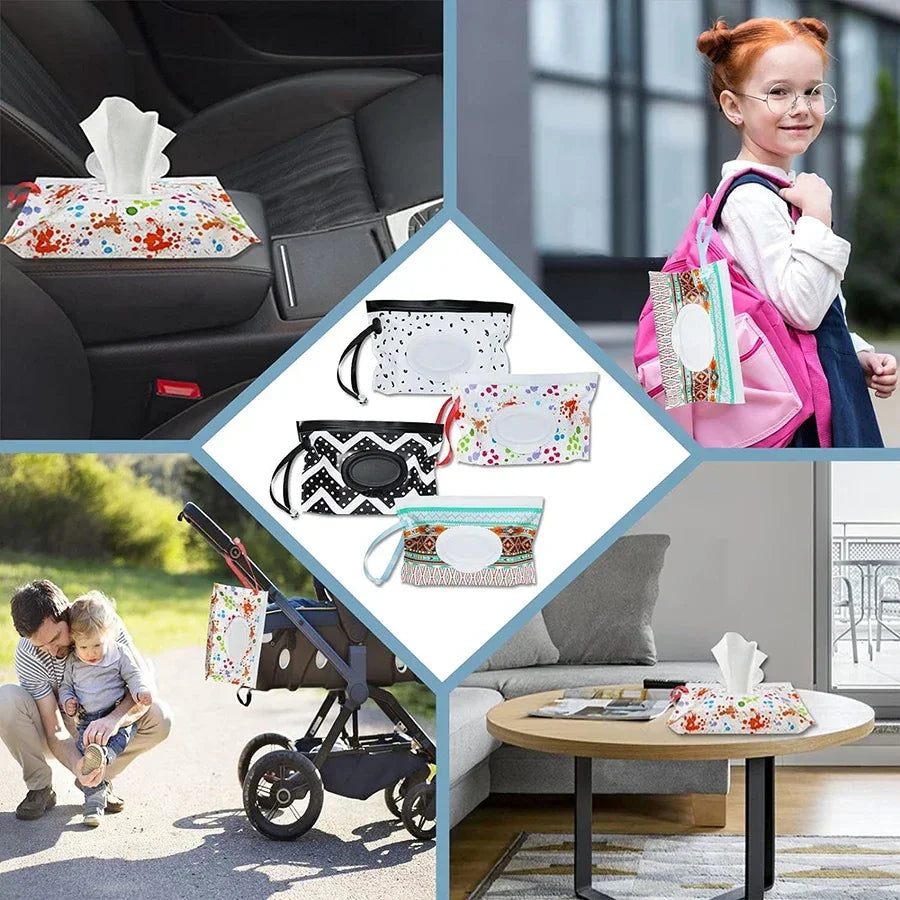 Baby Wet Wipe Pouch EVA Flip Cover | Refillable Stroller Bag