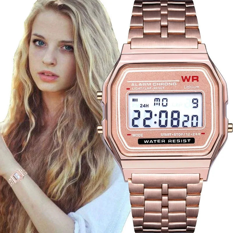 Multifunction LED Digital Sports Watch – Men & Women Steel Strap