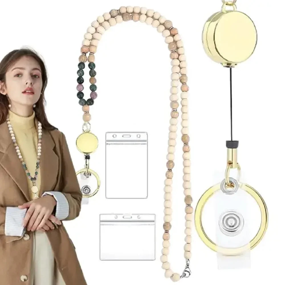 Beaded Lanyard Necklace for Women – ID Badge & Key Holder