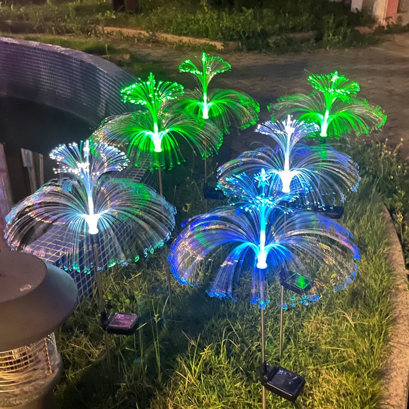 Solar LED Optical Fiber Lamp Jellyfish Five-pointed Star Outdoor