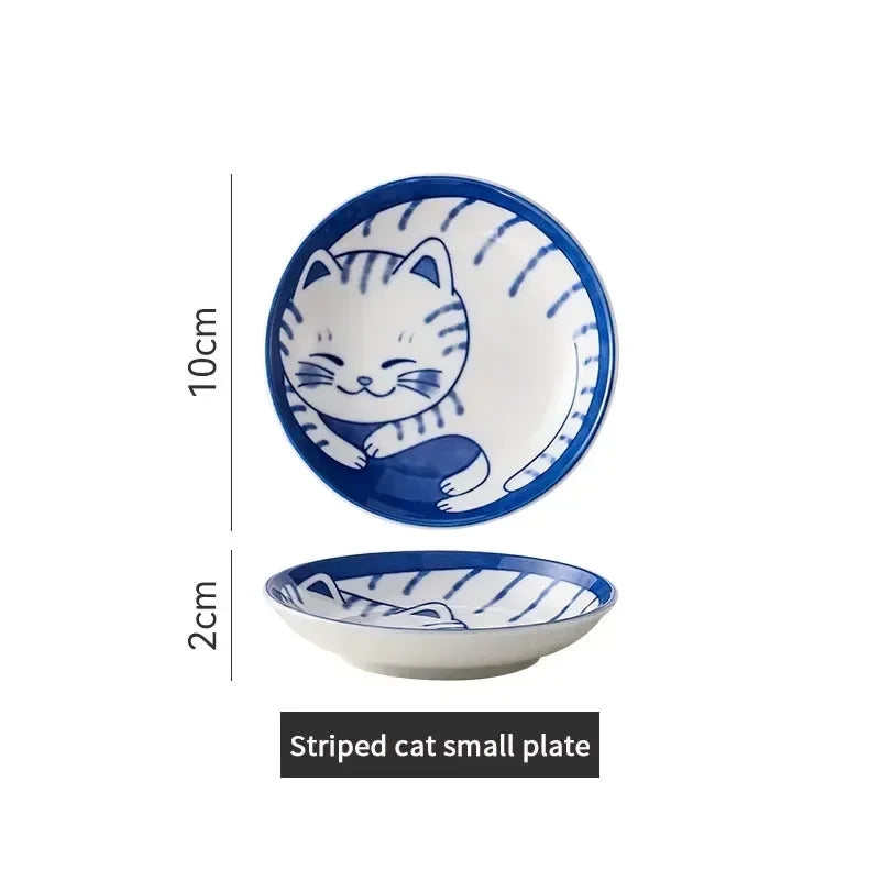 Japanese Cat Ceramic Dipping Dish | Soy Sauce & Seasoning Bowl