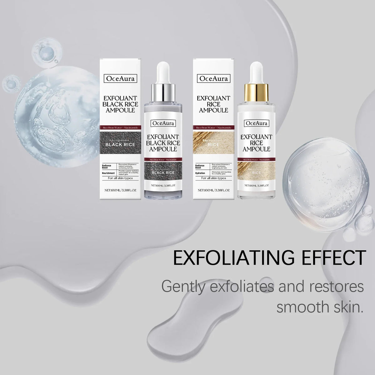 OceAura Rice Extract Exfoliating Serum – Hyaluronic Acid 100ml
