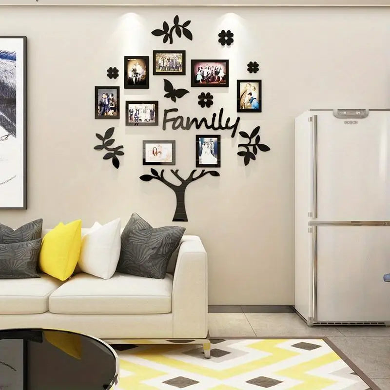 3D Tree Wall Sticker with Acrylic Photo Frames | Home Decor