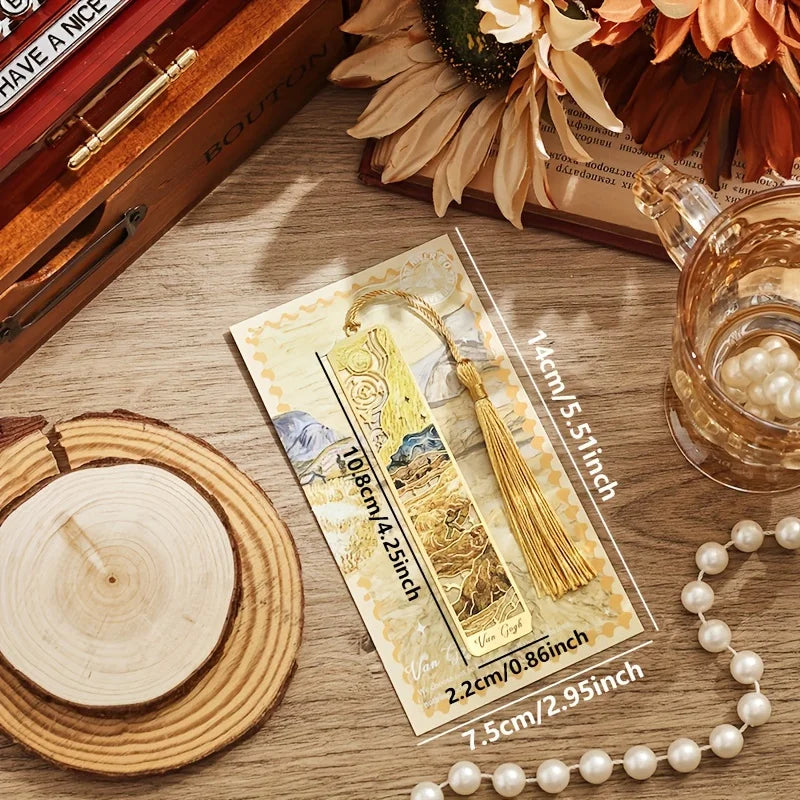 12-Pack Vintage Hollow Metal Bookmarks with Long Tassels
