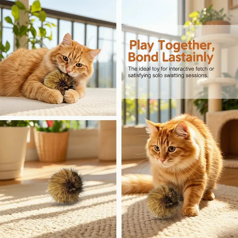 Cat Toy Faux Rabbit Fur Ball 2026 Soft Catnip Balls Fluffy Indoor