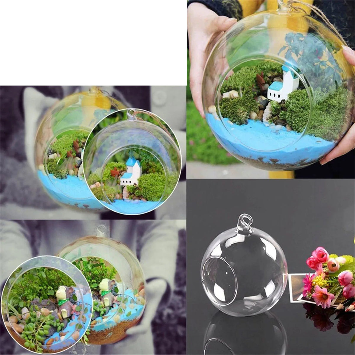 Clear Glass Fillable Bauble Ball Vase | Plant Pot & Home Décor
