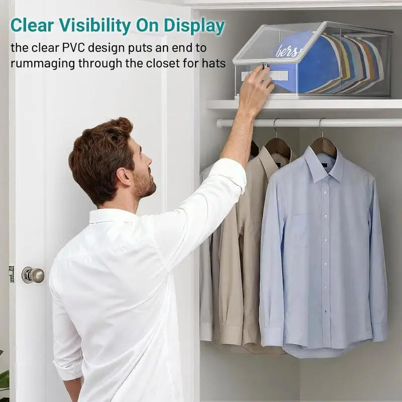 Clear Hat Storage Box – Holds 12 Baseball Caps, Stackable