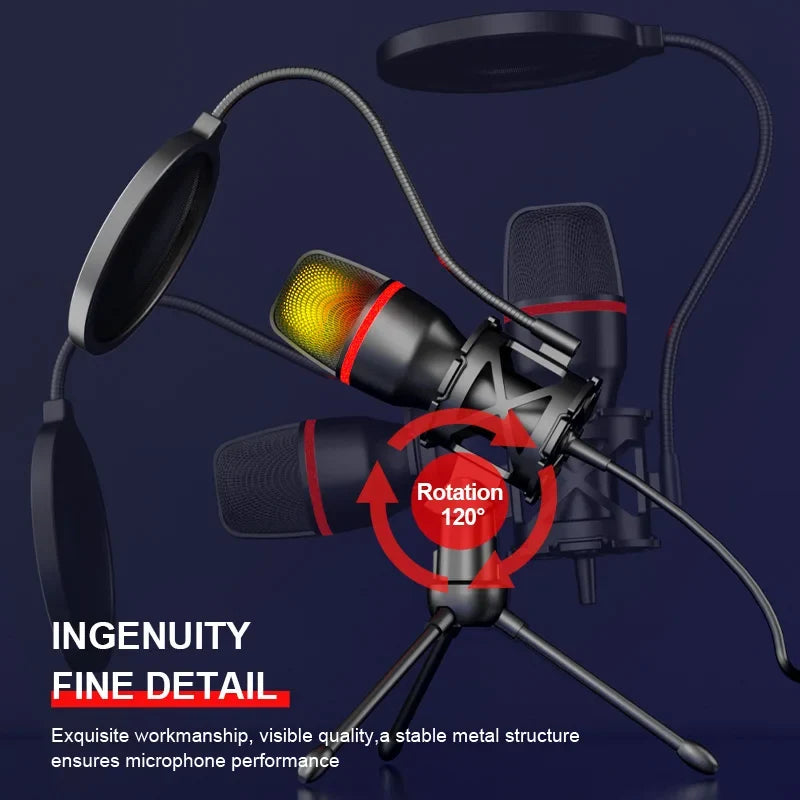 AyeBeau USB RGB Condenser Microphone for PC, Streaming & Gaming